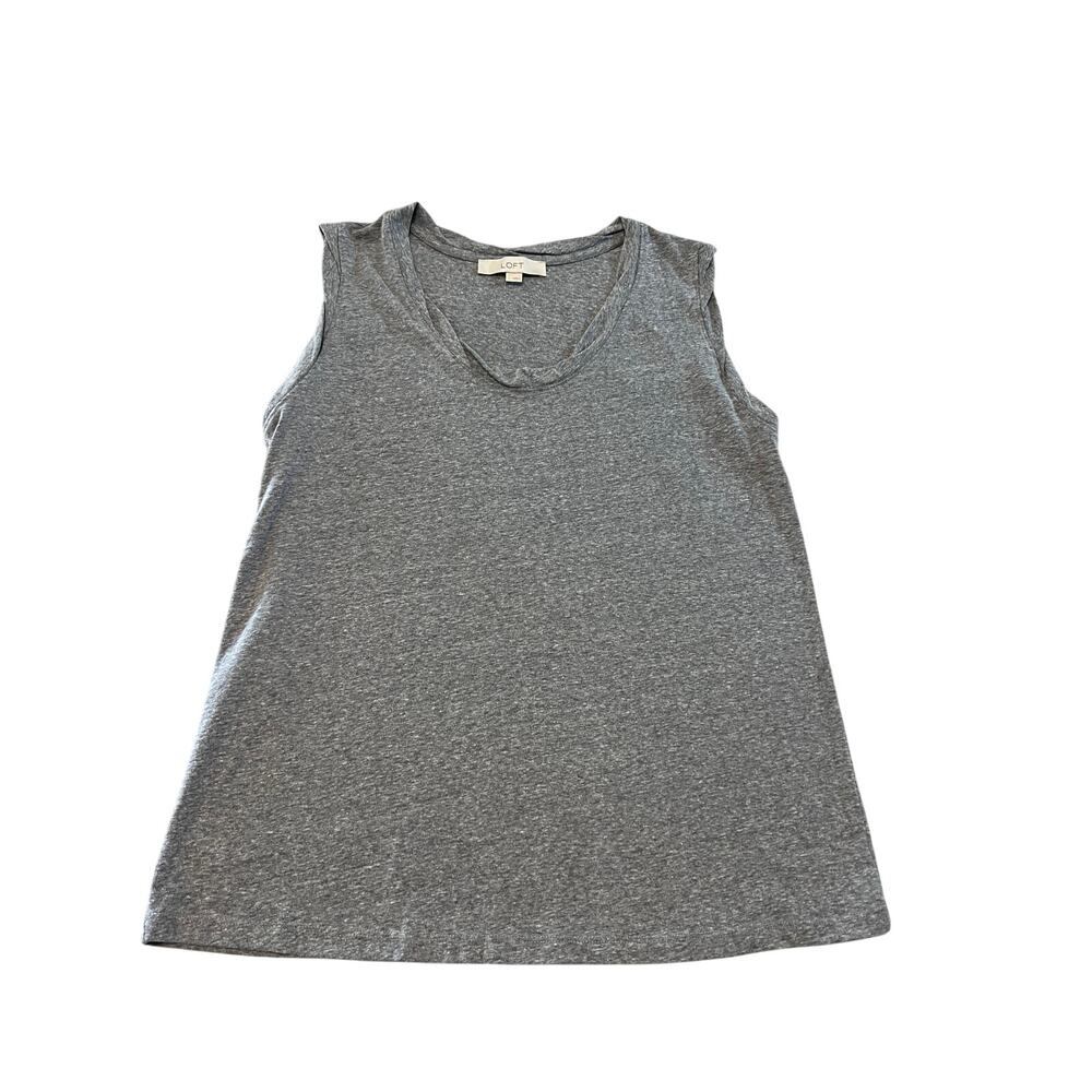Ann Taylor LOFT Twist Scoop Neck Tank Top Medium Heather Gray Size Large